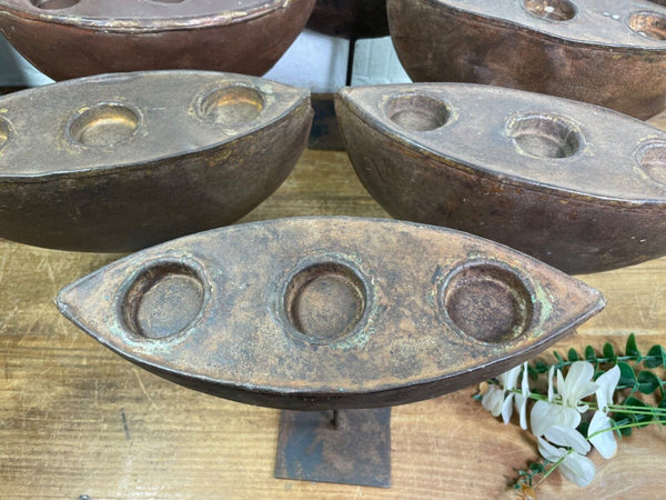 Vintage Rustic Hand Made Metal Iron Candle Tea Light Holder Stand Sculpture