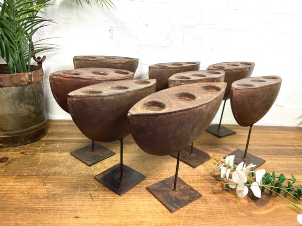 Vintage Rustic Hand Made Metal Iron Candle Tea Light Holder Stand Sculpture