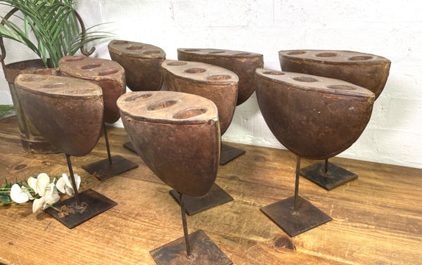Vintage Rustic Hand Made Metal Iron Candle Tea Light Holder Stand Sculpture