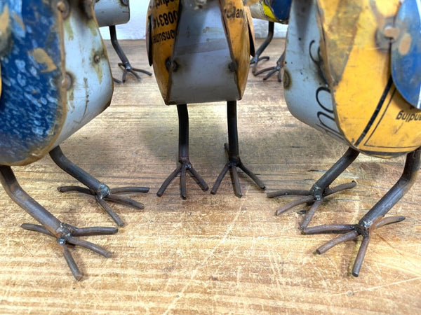 Hand Made Reclaimed Recycled Metal Oil Drum Paint Tin Bird  Sculpture Garden