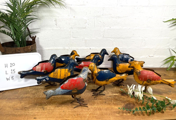 Hand Made Reclaimed Recycled Metal Oil Drum Paint Tin Bird  Sculpture Garden