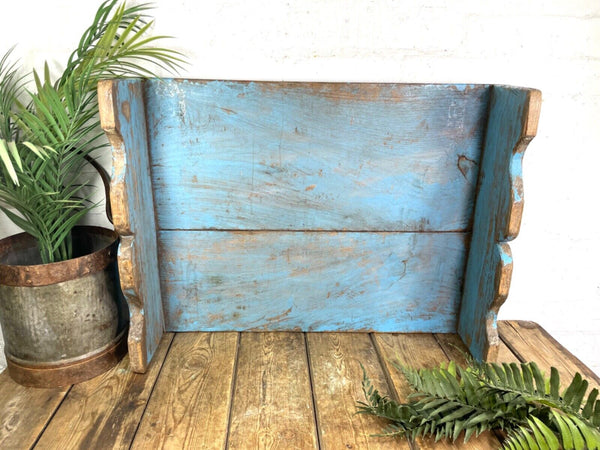 Vintage Rustic Solid Wooden Serving Platter Tray  Low Table Stand Chopping Board