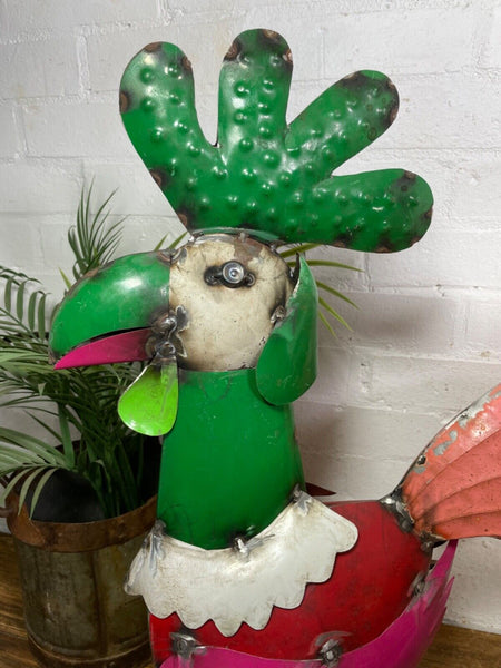 Reclaimed Recycled Metal Oil Drum Tin Rooster Cockerel Chicken Sculpture Garden