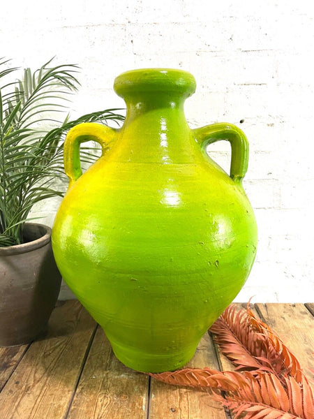 Rustic Mediterranean Painted Glazed Terracotta Pot Urn Garden Planter Amphora