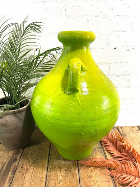 Rustic Mediterranean Painted Glazed Terracotta Pot Urn Garden Planter Amphora