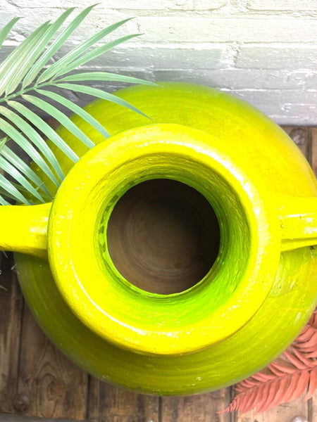 Rustic Mediterranean Painted Glazed Terracotta Pot Urn Garden Planter Amphora
