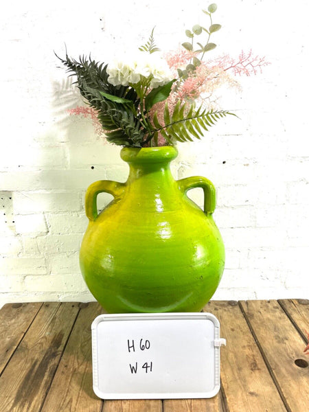 Rustic Mediterranean Painted Glazed Terracotta Pot Urn Garden Planter Amphora