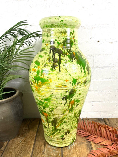 Rustic Mediterranean Painted Glazed Terracotta Pot Urn Garden Planter Amphora