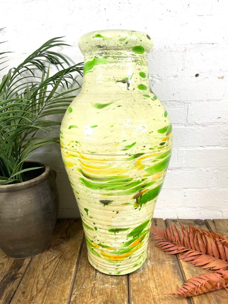 Rustic Mediterranean Painted Glazed Terracotta Pot Urn Garden Planter Amphora