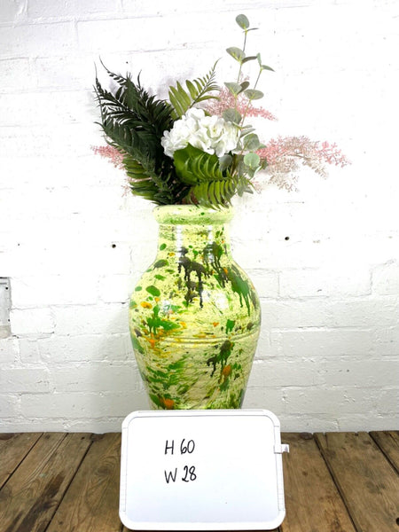 Rustic Mediterranean Painted Glazed Terracotta Pot Urn Garden Planter Amphora