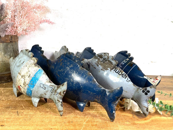 Hand Made Reclaimed Recycled Metal Oil Drum Paint Tin Fish Sculpture Garden