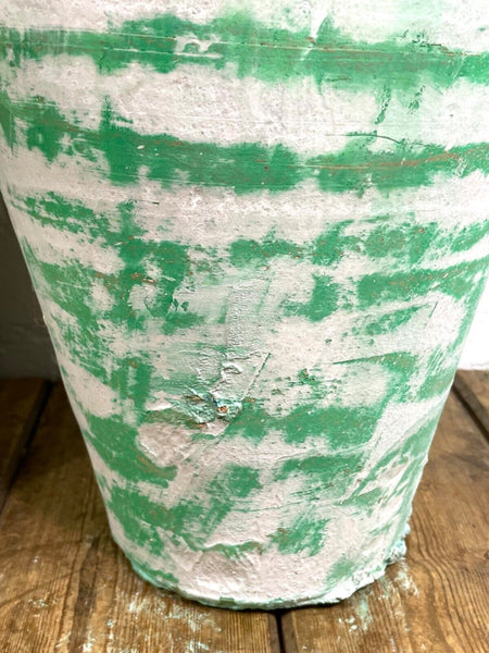 Rustic Mediterranean Painted Glazed Terracotta Pot Urn Garden Planter Amphora