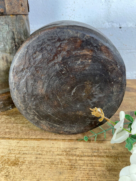 Vintage Rustic Wabi Sabi Nepalese Wooden Hand Carved Water Milk Pot Flower Vase