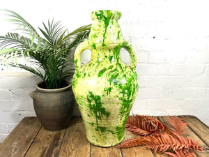 Rustic Mediterranean Painted Glazed Terracotta Pot Urn Garden Planter Amphora