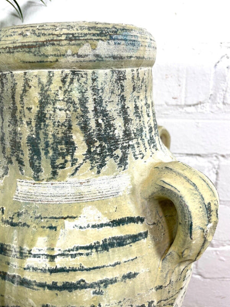 Rustic Mediterranean Painted Glazed Terracotta Pot Urn Garden Planter Amphora