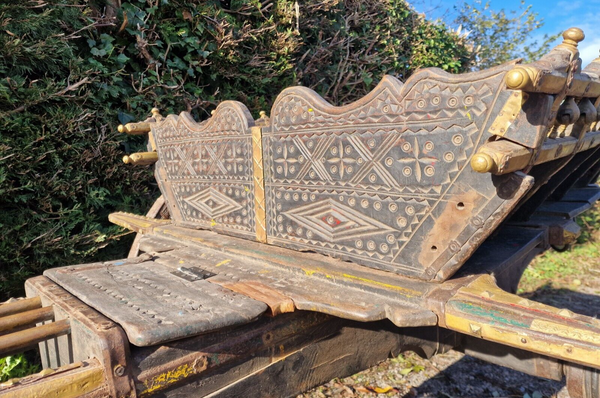 Antique 19th Century Wooden Ox Bullock Horse Cart Wagon Film Wedding Retail Prop