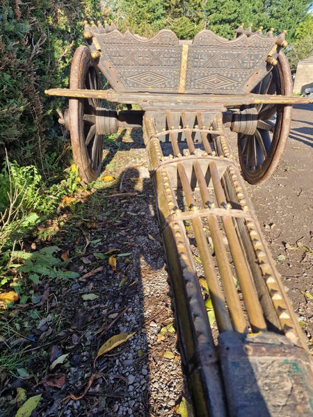 Antique 19th Century Wooden Ox Bullock Horse Cart Wagon Film Wedding Retail Prop