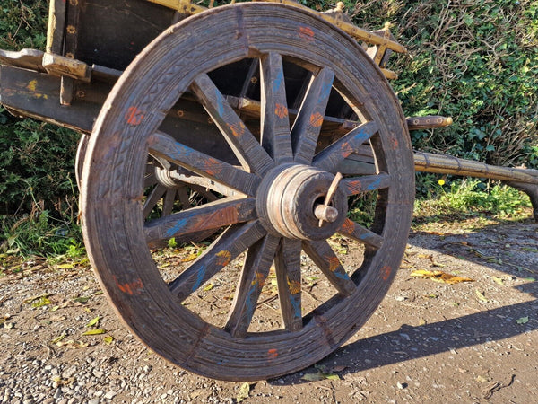 Antique 19th Century Wooden Ox Bullock Horse Cart Wagon Film Wedding Retail Prop