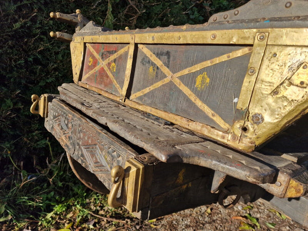 Antique 19th Century Wooden Ox Bullock Horse Cart Wagon Film Wedding Retail Prop
