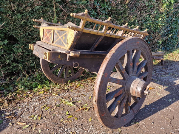 Antique 19th Century Wooden Ox Bullock Horse Cart Wagon Film Wedding Retail Prop