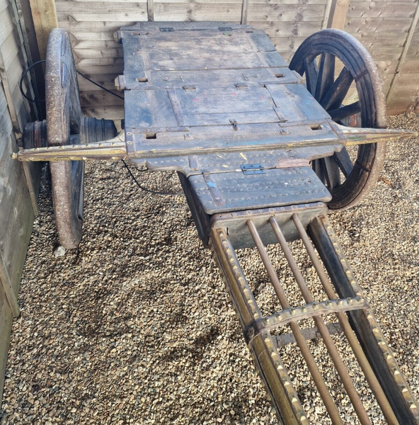 Antique 19th Century Wooden Ox Bullock Horse Cart Wagon Film Wedding Retail Prop