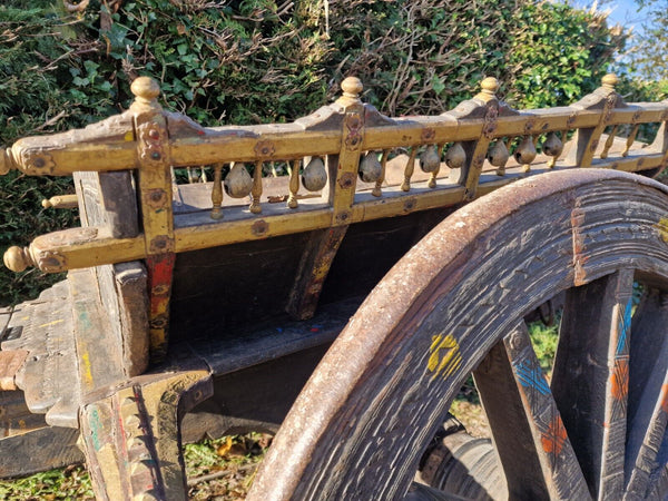 Antique 19th Century Wooden Ox Bullock Horse Cart Wagon Film Wedding Retail Prop