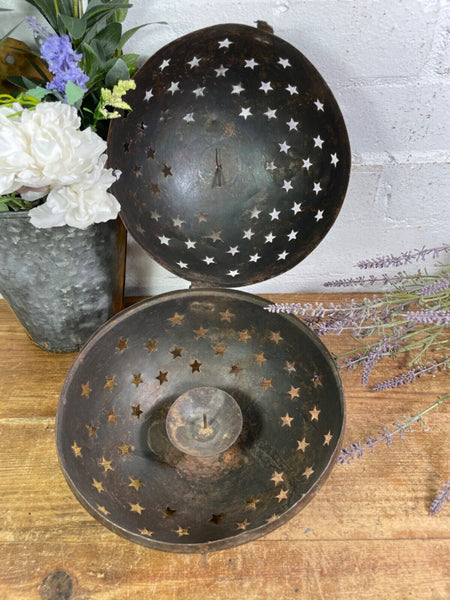 Vintage Rustic Reclaimed Metal Iron Hanging Candle Holder Lantern Wedding Prop