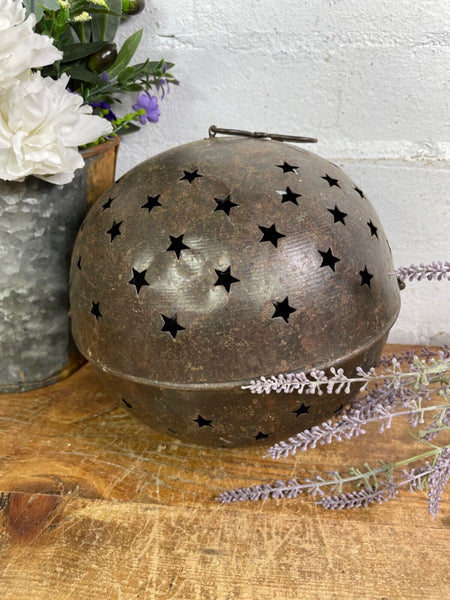 Vintage Rustic Reclaimed Metal Iron Hanging Candle Holder Lantern Wedding Prop