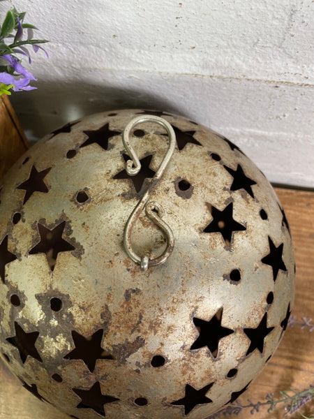 Vintage Rustic Reclaimed Metal Iron Hanging Candle Holder Lantern Wedding Prop