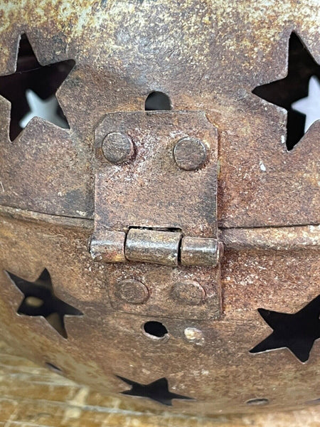 Vintage Rustic Reclaimed Metal Iron Hanging Candle Holder Lantern Wedding Prop