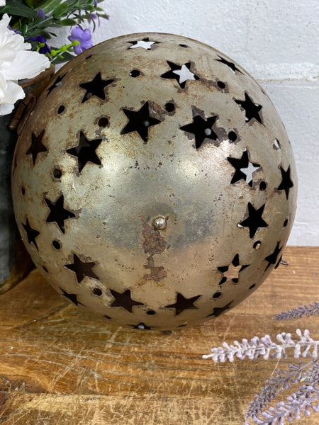 Vintage Rustic Reclaimed Metal Iron Hanging Candle Holder Lantern Wedding Prop