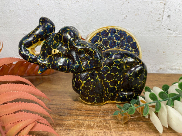 Vintage Kashmiri Paper Mache Elephant Floral Hand Painted Drinks Coaster Set