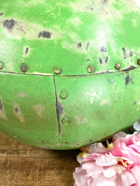 Authentic Indian Green Rustic Hand Made Riveted Water Pot Dry Flower Vase