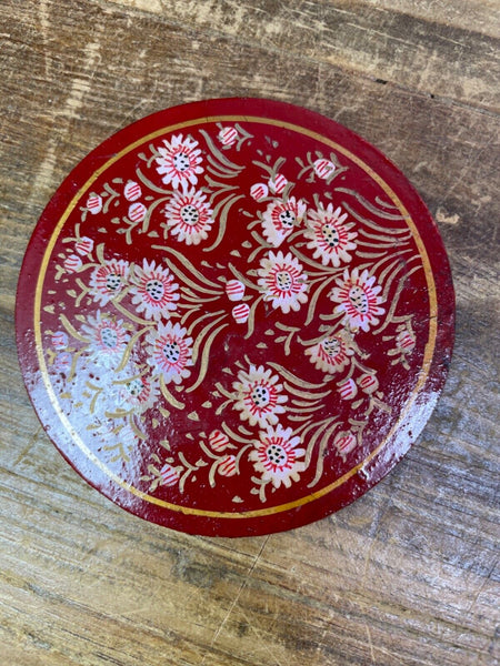 Vintage Kashmiri Paper Mache Elephant Floral Hand Painted Drinks Coaster Set