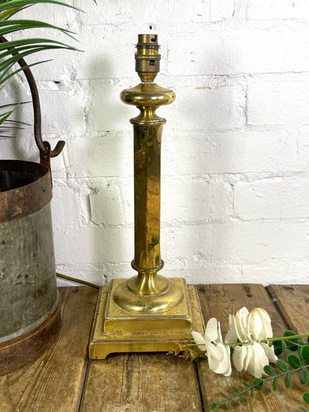 Vintage Brass Desk Table Bedside Column Lamp