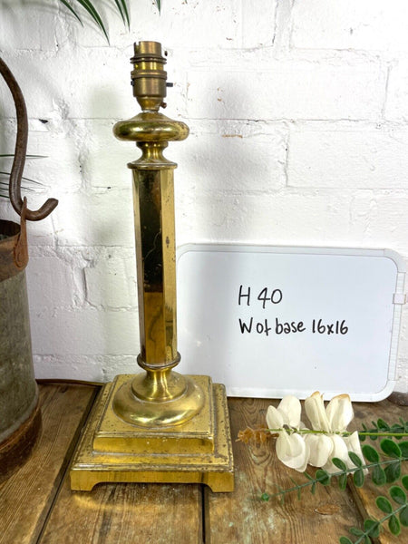 Vintage Brass Desk Table Bedside Column Lamp