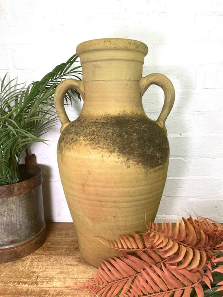 Rustic Vintage Mediterranean Terracotta Olive Storage Jar Amphora Urn Pot Vase
