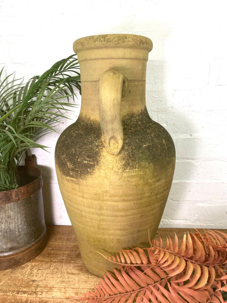 Rustic Vintage Mediterranean Terracotta Olive Storage Jar Amphora Urn Pot Vase