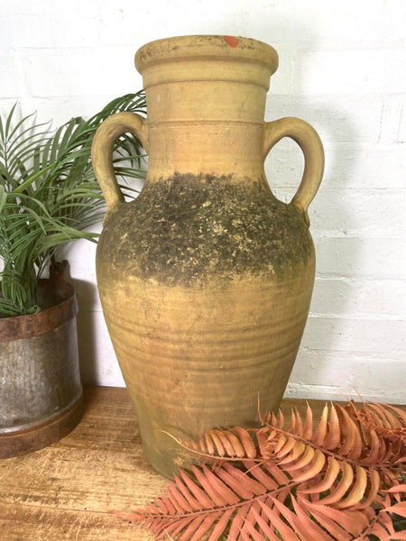 Rustic Vintage Mediterranean Terracotta Olive Storage Jar Amphora Urn Pot Vase