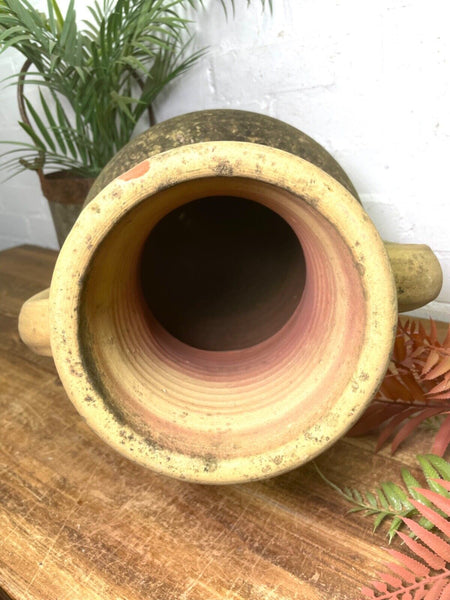 Rustic Vintage Mediterranean Terracotta Olive Storage Jar Amphora Urn Pot Vase