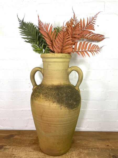 Rustic Vintage Mediterranean Terracotta Olive Storage Jar Amphora Urn Pot Vase