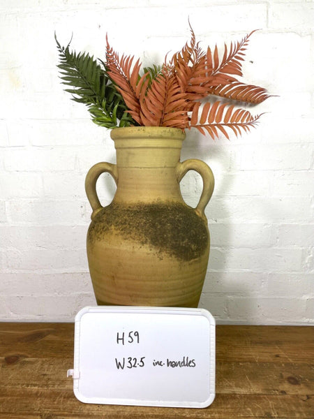 Rustic Vintage Mediterranean Terracotta Olive Storage Jar Amphora Urn Pot Vase