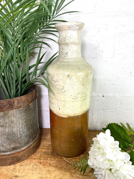 Rustic Italian Style Hand Made Terracotta Bottle Vase Amphora Dry Flowers