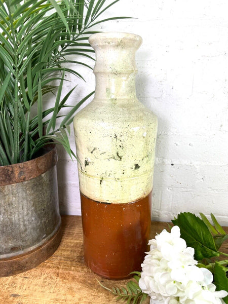 Rustic Italian Style Hand Made Terracotta Bottle Vase Amphora Dry Flowers