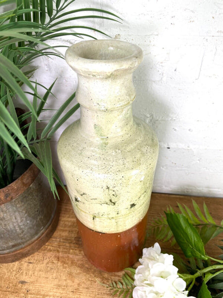 Rustic Italian Style Hand Made Terracotta Bottle Vase Amphora Dry Flowers