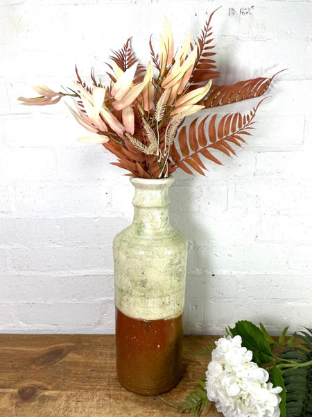 Rustic Italian Style Hand Made Terracotta Bottle Vase Amphora Dry Flowers