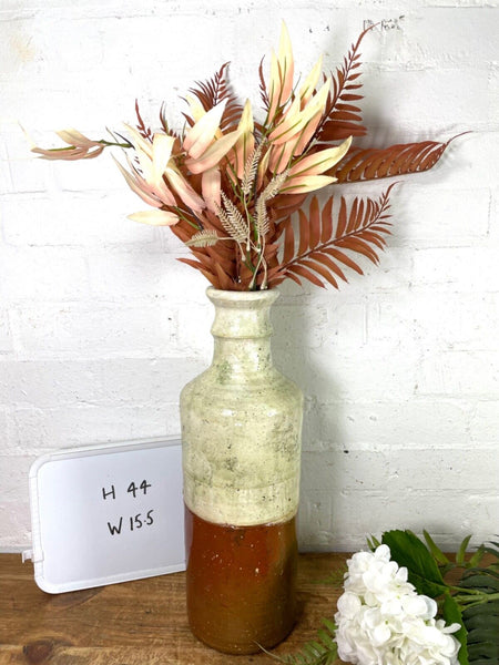 Rustic Italian Style Hand Made Terracotta Bottle Vase Amphora Dry Flowers