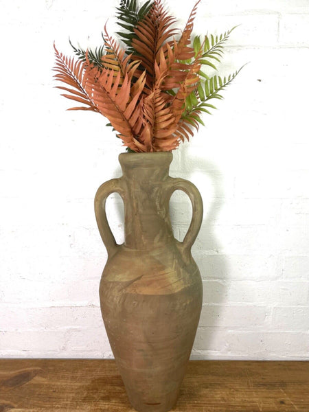 Rustic Vintage Mediterranean Terracotta Olive Storage Jar Amphora Urn Pot Vase