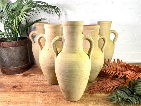Rustic Mediterranean Terracotta Roman Bottle Amphora Olive Jar Planter Pot Vase