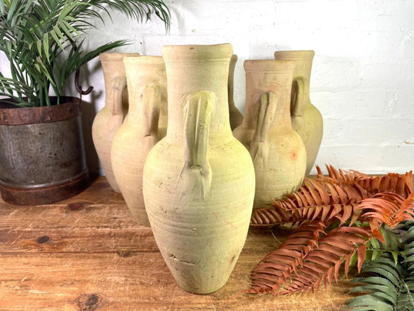 Rustic Mediterranean Terracotta Roman Bottle Amphora Olive Jar Planter Pot Vase